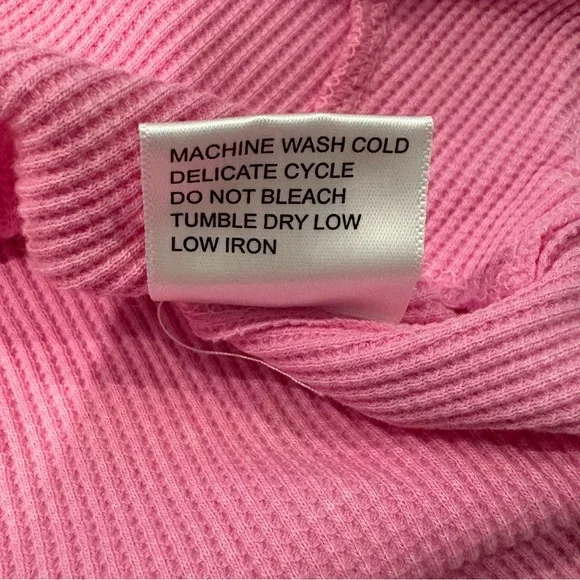 Sunnyside by SUNDRY Pink Stonewashed Waffle Knit Pullover Top, Sz Lg - Picture 13 of 14